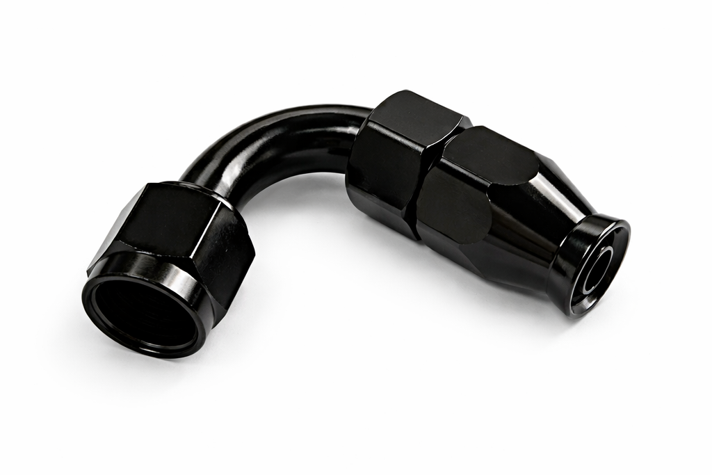 AN6-liitin 120° kulmalla (PTFE letkulle)